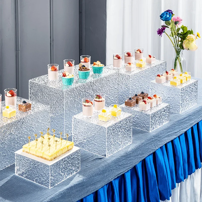 Factory Wholesale 7-piece Set Bread Buffet Risers Food Service Tray Parties Acrylic Cake Stand for Christmas Wedding Decoration