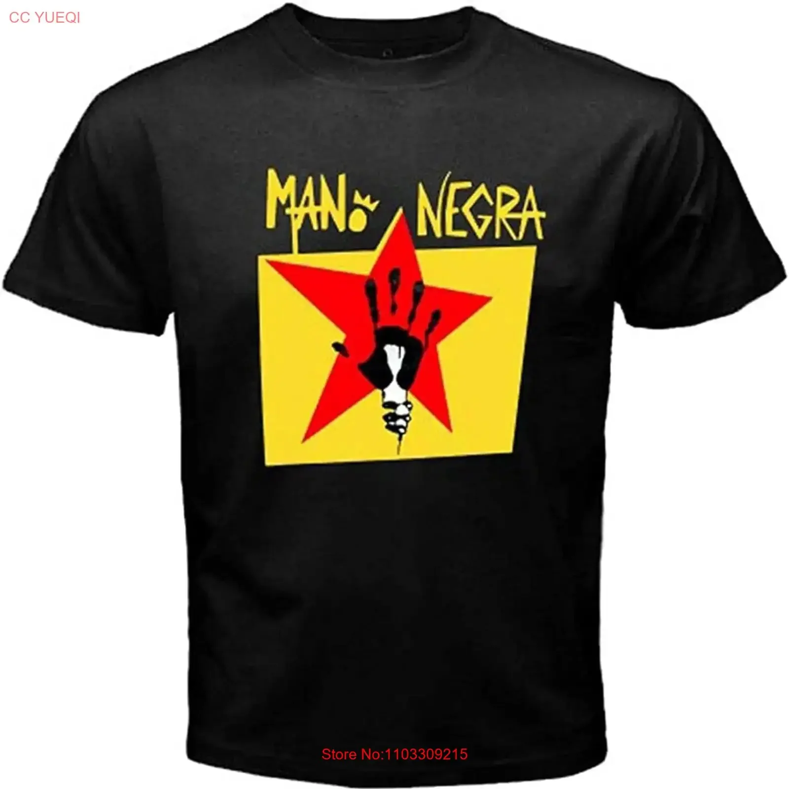 Camiseta Negra para Hombre Mano Negra Manu Chao, Estilo Vintage Lavado, Versátil para Uso Diario, Suave, Ligeramente Gráfica, Unisex, Streetwear