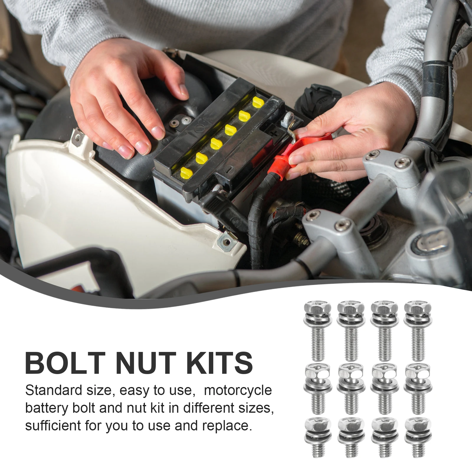 

18pcs Motorcycle Bolt Kit Stainless Steel Nuts Bolts Washers 10mm 12mm Size For Bike Automotive