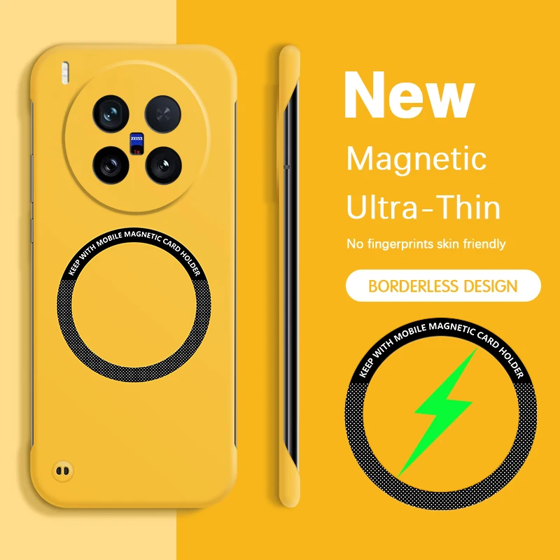 

No Border Phone Case for VIVO X200 Ultra Pro Mini FE X200S X200FE X200Pro 5G Magnetic Wireless Charging Thin Luxury Bumper Cover