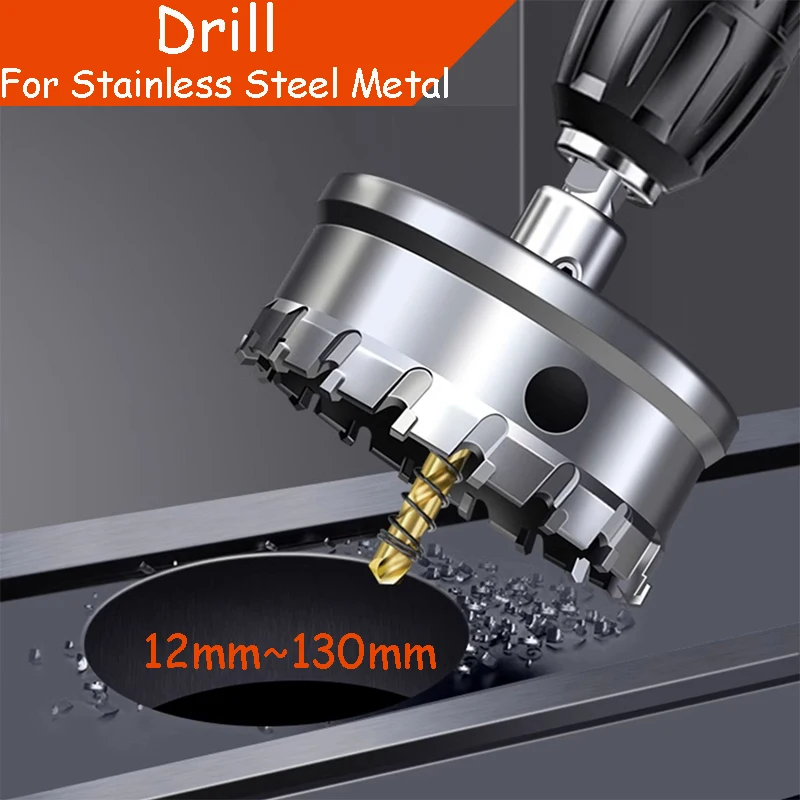 

12mm-130mm Hole Saw Tungsten Carbide Tipped Drill Bit Hole Saw Cutter For Stainless Steel Metal Alloy Drilling Quick Punch Tool