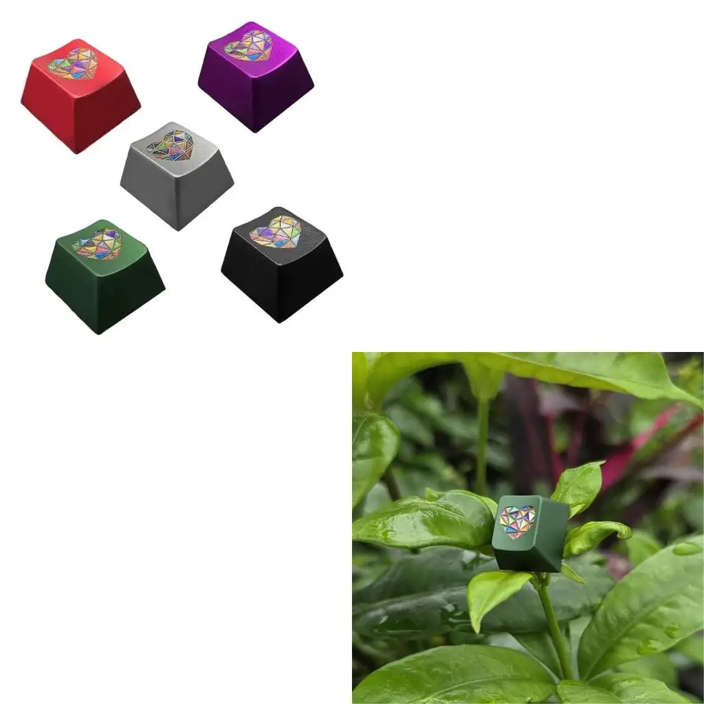  Colorful Heart Themed Aluminium Alloy Metal Keycap Original Profile for Keyboards