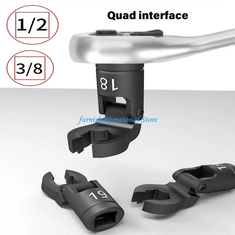 

Y5GD 6Piece Heavy dutys Open End Wrench With Flexible Head Rotation Durability Alloy Pipe Removal Socket Wrench for Repair