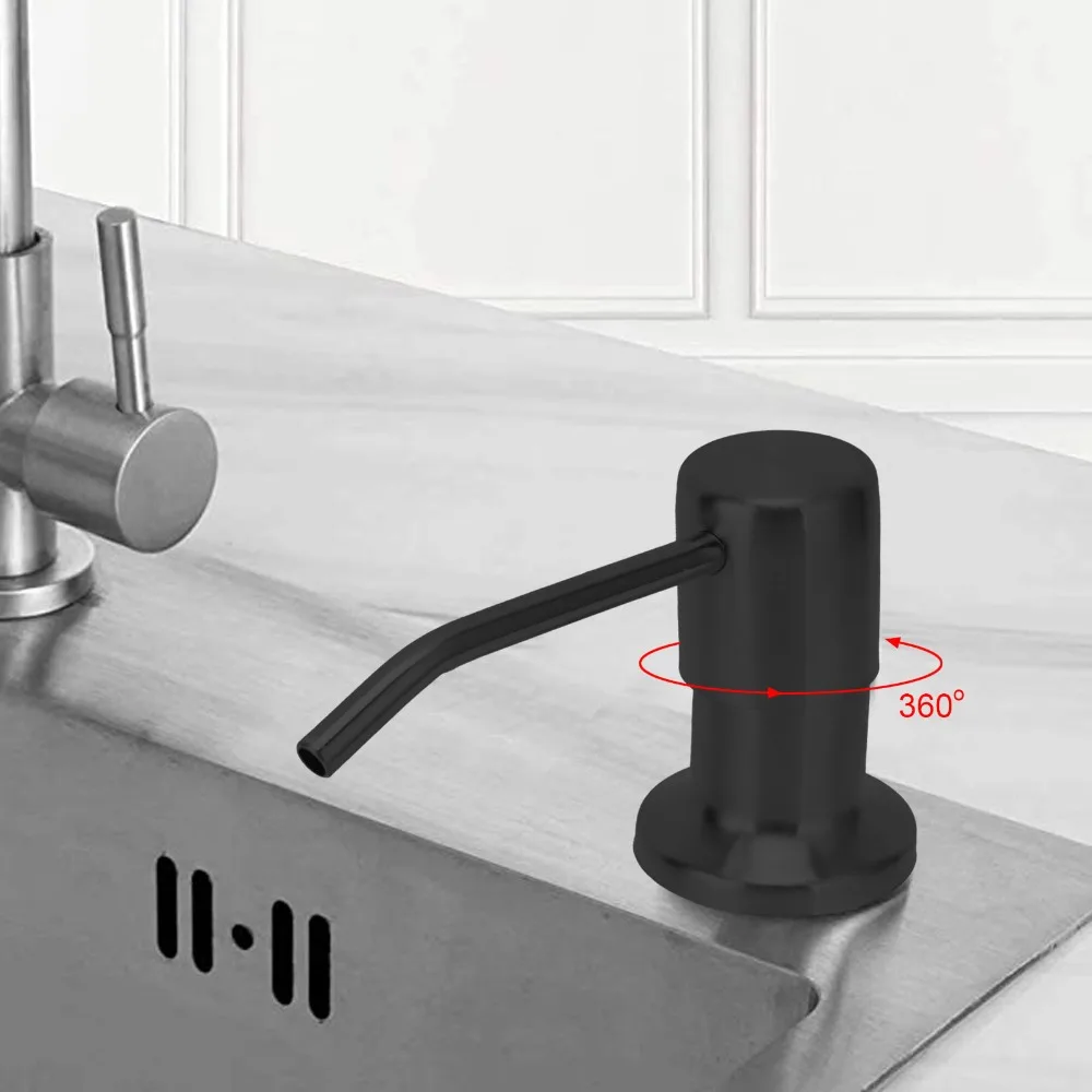 Stainless Steel Soap Dispenser Pump 3.94ft Extension Tube Built In Pump Head Sink Soap Dispenser Matte Black