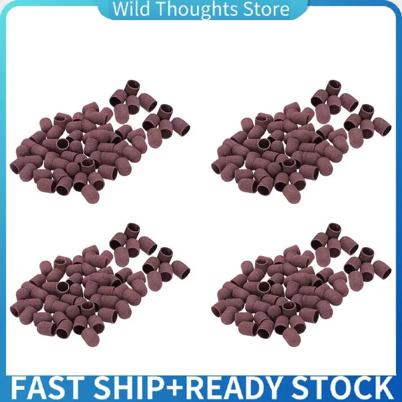 

200Pcs Sanding Bands Block Caps Without Grip 80 120 180 13X19mm Sanding Cap Manicure Pedicure Electric Nail Drill-02-[Qahk]