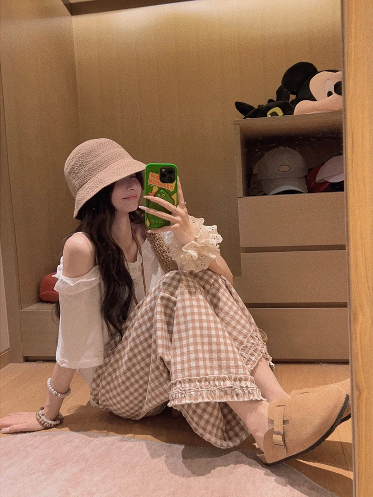 

Yukiss Cotton Casual Pants Thin Material High Waist Straight Leg Pants with ket Summer Season Comfortable Loose Fit Trousers