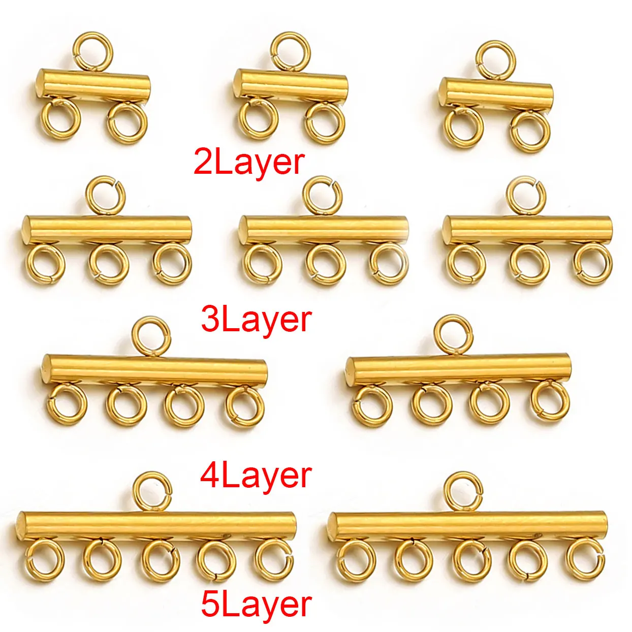 

10pcs Stainless Steel Layer Necklace Bracelet Clasp Bails 5 Loops Drop Earrings Chains Connectors DIY Jewelry Making Findings