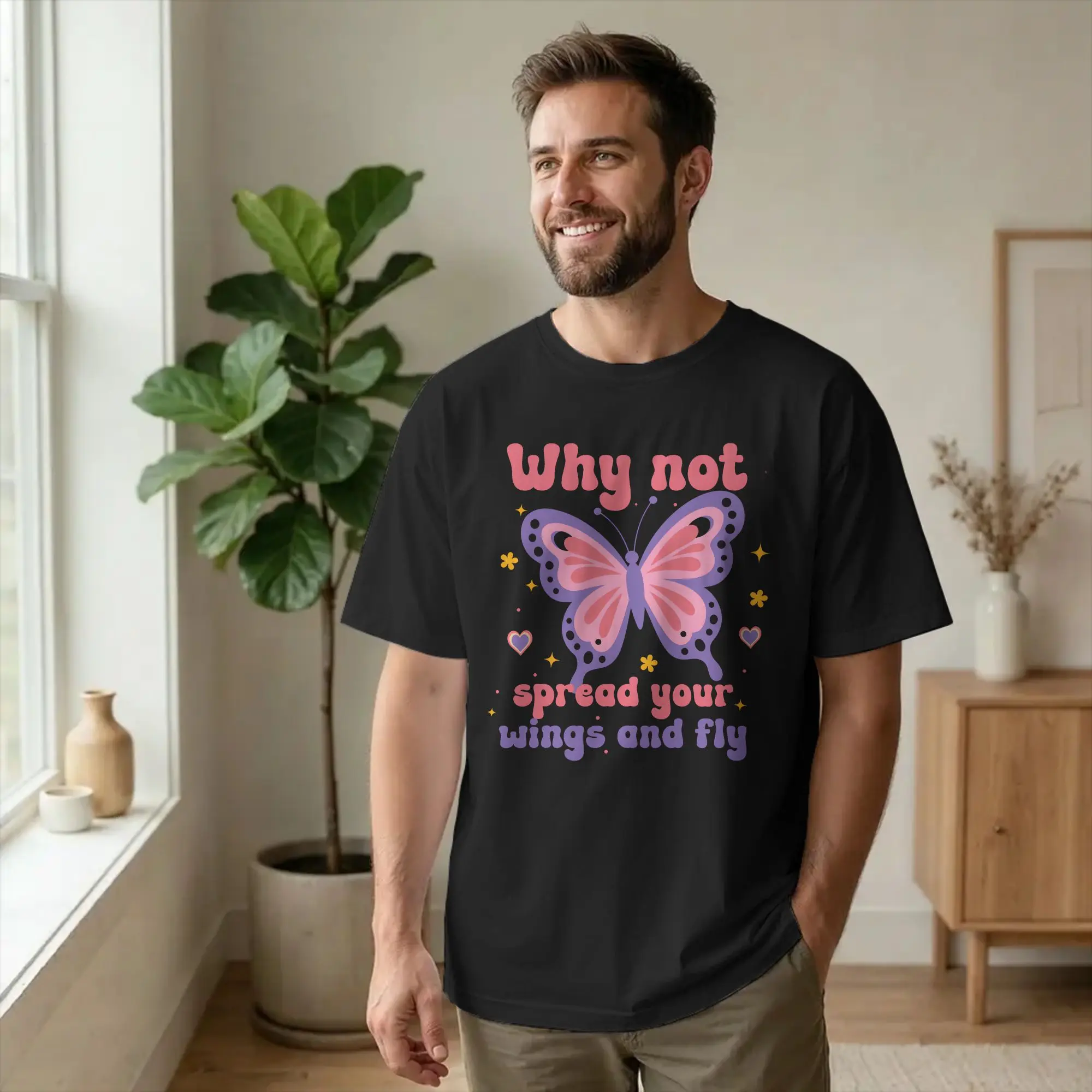 Why Not Spread Your Wings And Fly Butterfly T Shirts for Men Women Cotton T-Shirt Hilary Duff Tee Shirt Short Sleeve Clothes