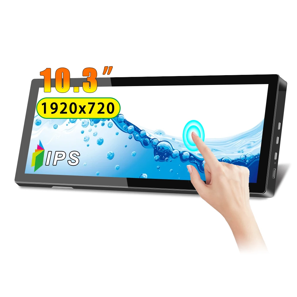 

Long Monitor Portable Monitor 10.3inch Touchscreen 1920x720 60Hz IPS Panel HD LCD Display Type-c HDMI For Laptop Switch Xbox