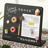 Metal Magnetic Blackboard Vertical DIY Design Desktop Message Board Badge Notes Storage Storage Display Board Message Display