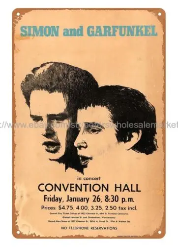 man cave wall art 1968 SIMON AND GARFUNKEL CONCERT POSTER metal tin sign