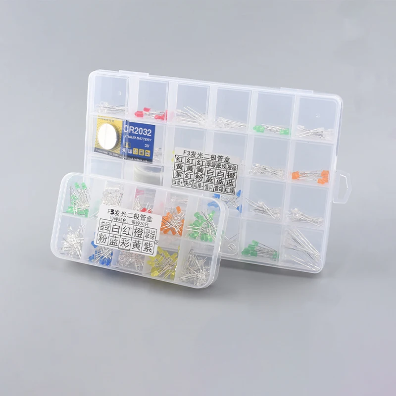 3MM 5MM Light Emitting Diodes Electronics Kit Box F3 F5 LED Diode Assorted Kit White Green Red Blue Yellow Orange