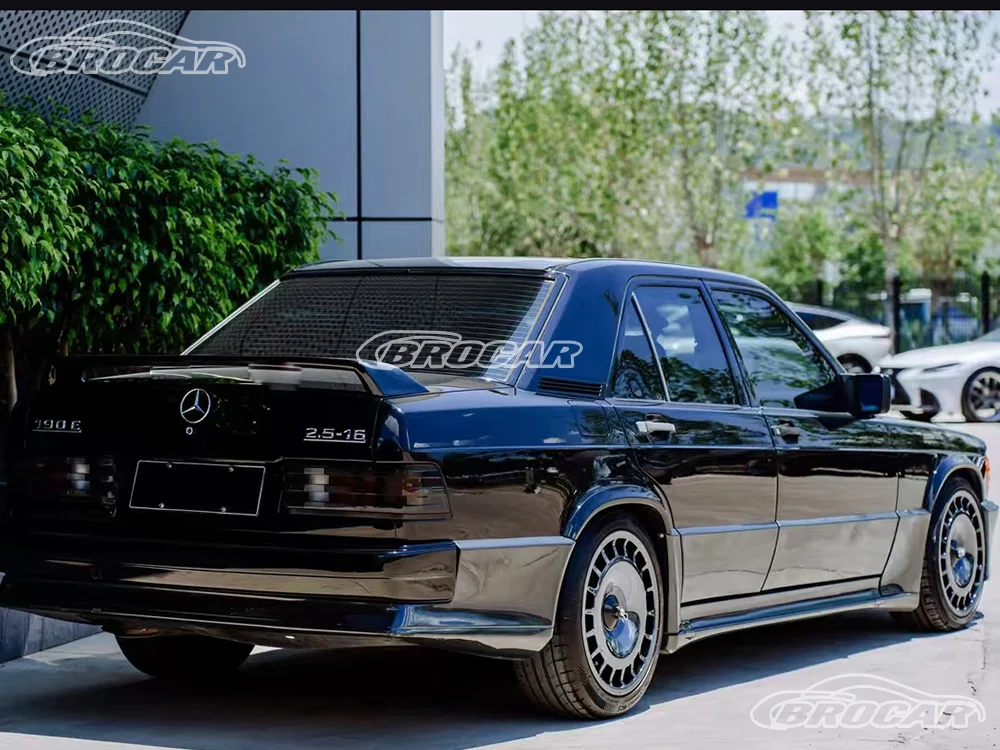 Für Mercedes-Benz E-Klasse 190E W201 Baujahr 1984-1993, werkseitig mit Licht, hochwertiger blauer oder silberner Spoiler, Kofferraumflügel-Spoiler.
