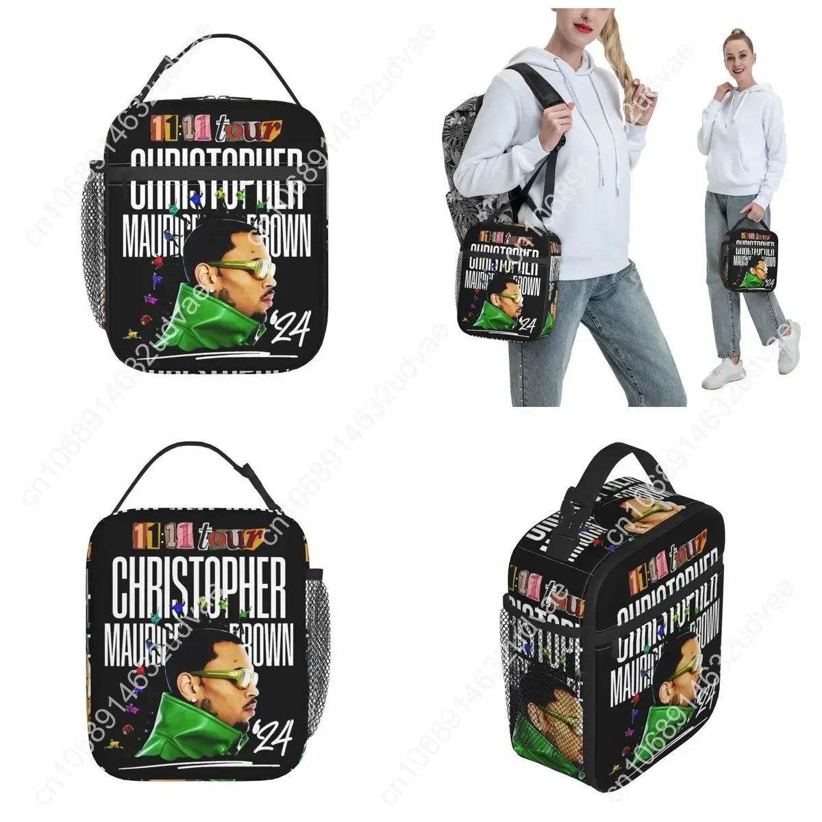 Chris Brown 2024 11 11 Tour Insulated Lunch Bag Food Container Portable Thermal Cooler Lunch Box For Travel