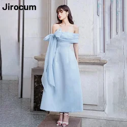 Jirocum Sexy Off Shoulder Prom Dresses Women's Sleeveless Bow Party Evening Gowns Ankle Length A Line Special Occasion Gown 2024