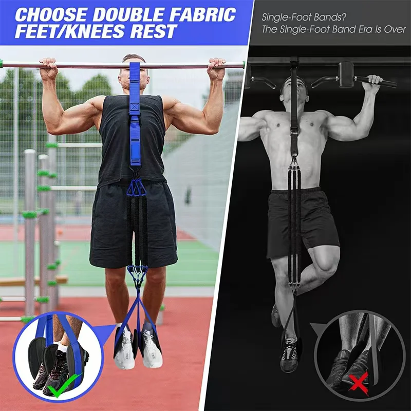 Heavy-Duty 300-Pound Pull-Up Resistance Band, Used for Strength Training, Pull-Up Assistance Band, Non-Slip High-Elastic Adjustable Weight/Size Fitness Exercise Resistance Rope, Fabric Foot Pads/Knee Pads, High-Quality Heavy-Duty Resistance Band for Triceps Training, Adjustable Weight/Size, with Fabric Foot/Knee Support