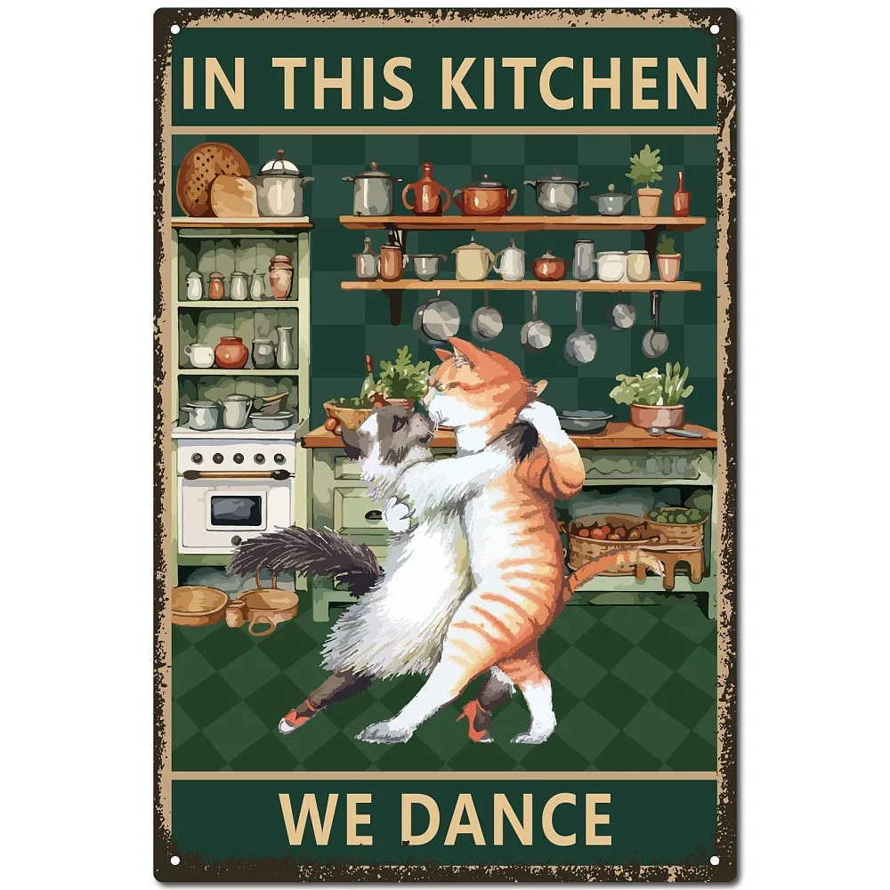 Vintage Metal Iron Tin Sign Poster Wall Decor for Bars Restaurants Cafes Pubs Rectangle Cat Shape 300x200x2.2mm Hole: 5x5mm