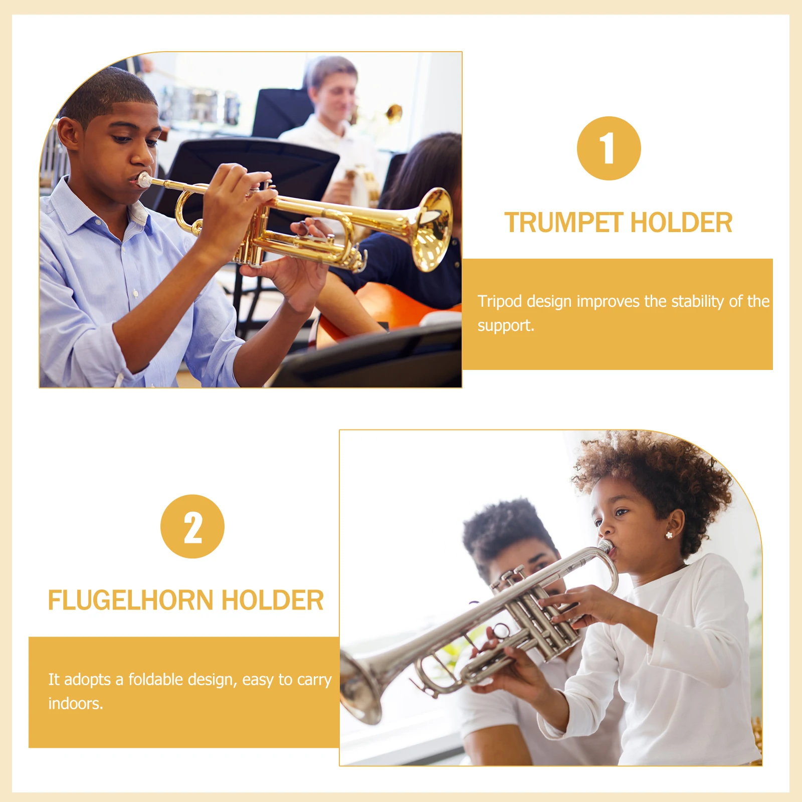 

Portable Trumpet Stand Rack Sponge Spring Stable Foldable Flugelhorn Brass Instrument Display Holder Durability Musical