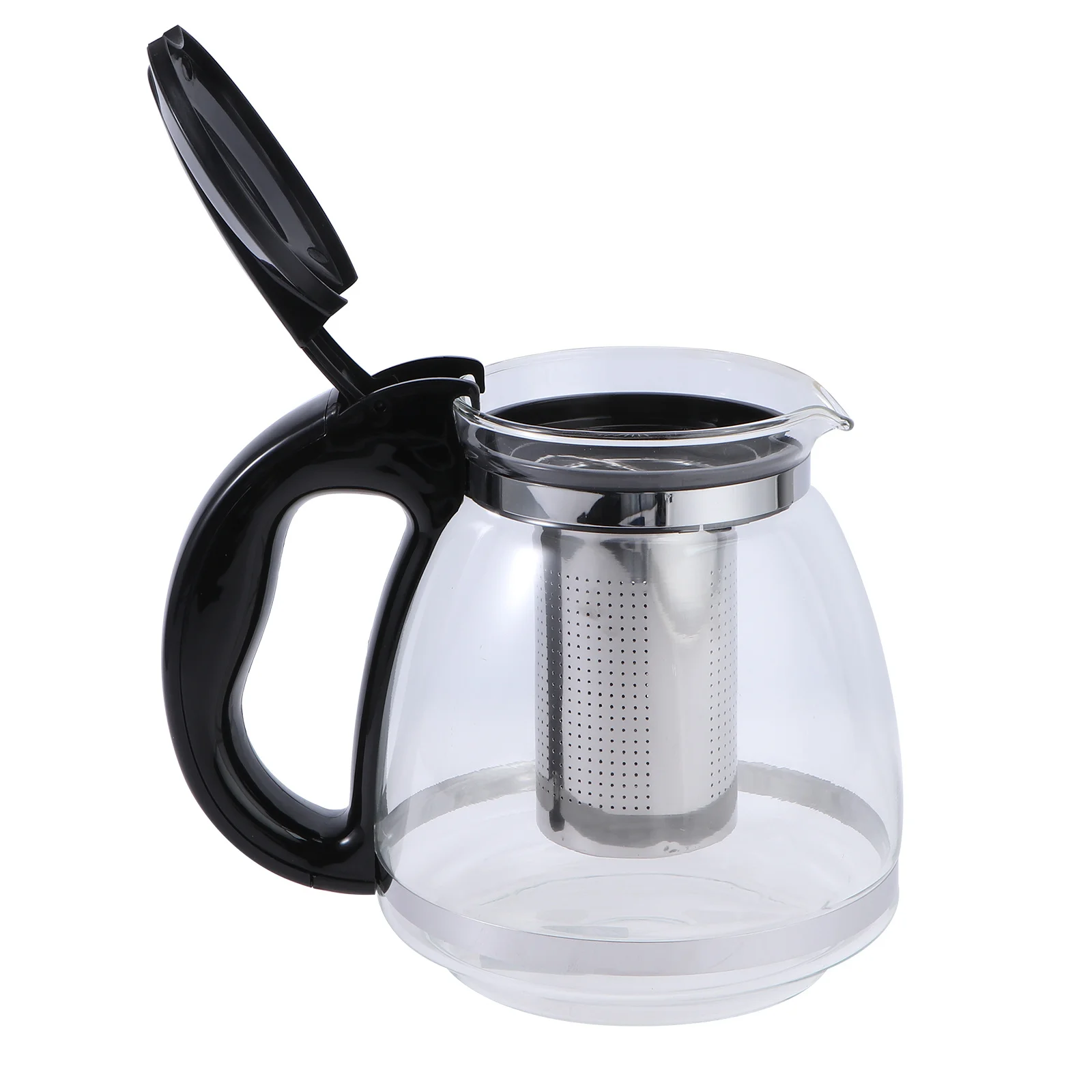 

1Pcs 1500ml Black Tea Pot with Air Vent Lid Comfortable Grip Concave Bottom Non Slip Suitable for Coffee and Tea Brewing