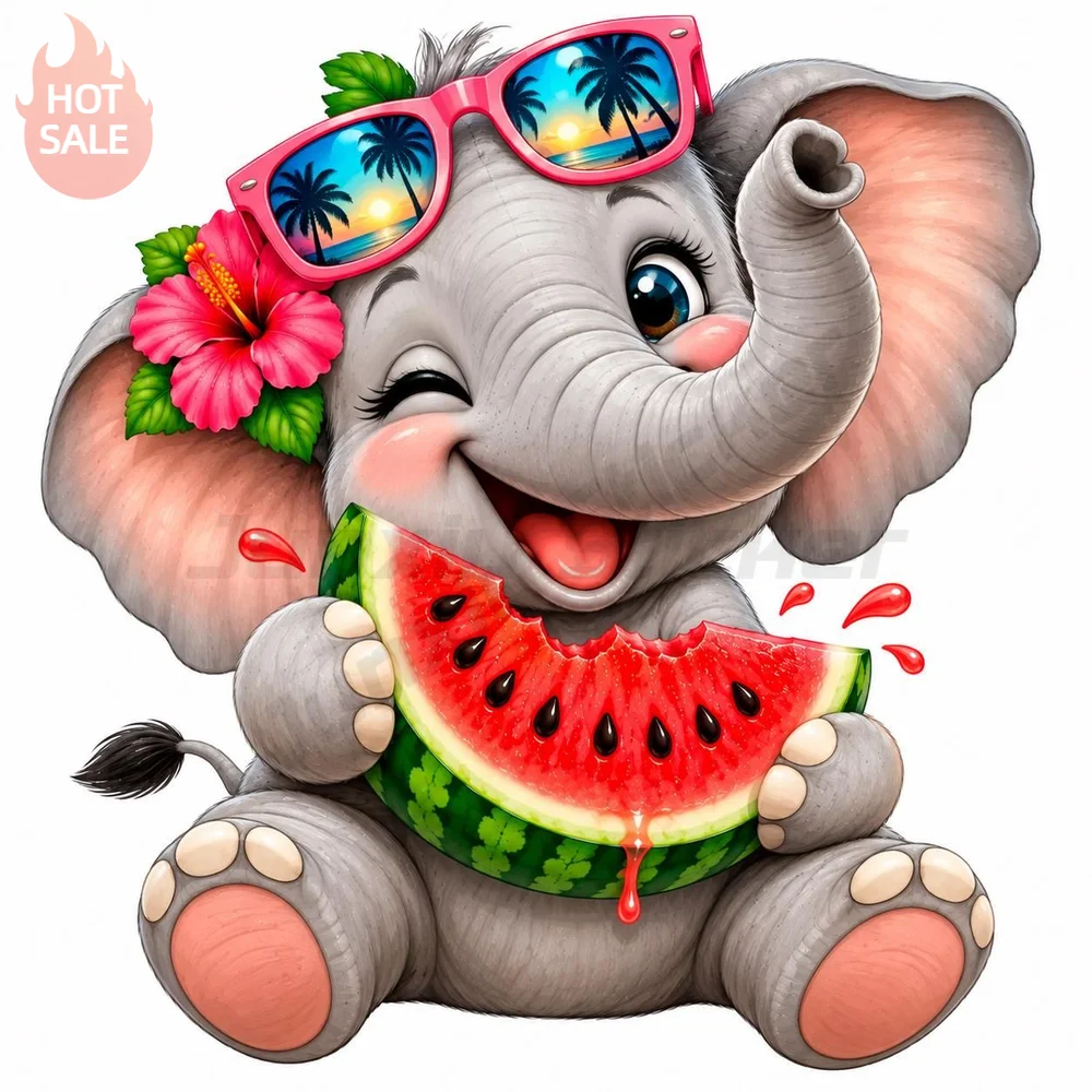 Elephant Watermelon Summer Creative PVC Decal For Car Body And Rear Window UV Resistant Scratch Cover Sticker Vehicle Decor
