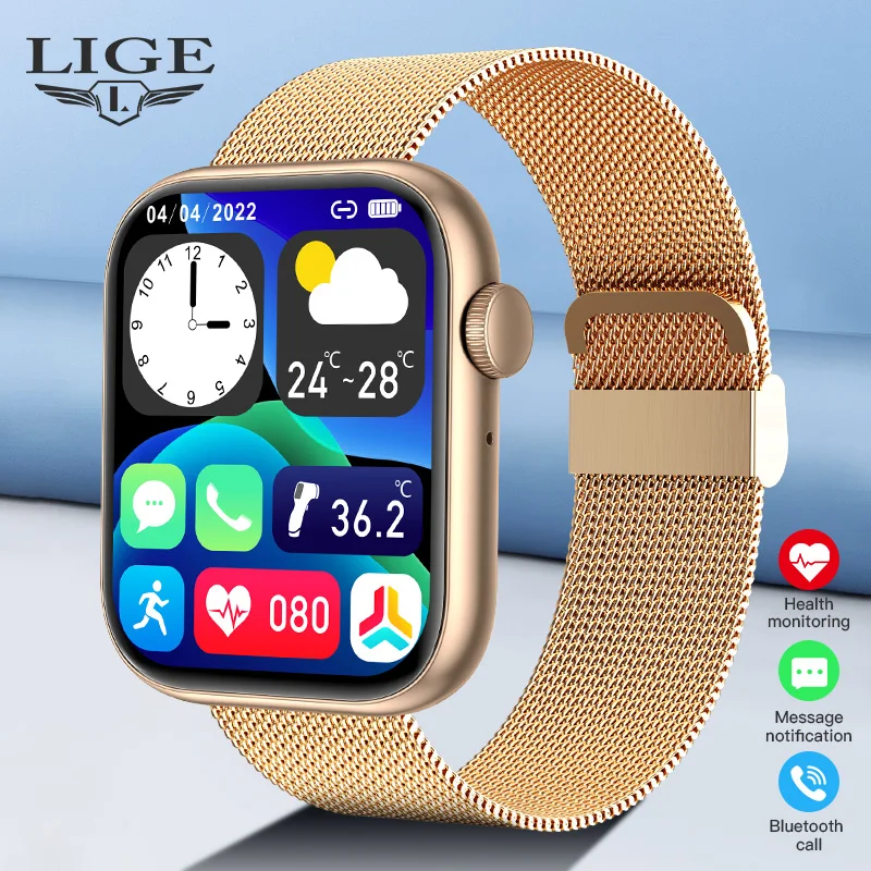 

LIGE 2024 For Android IOS 1.85 Inch BT Call Smartwatch Men Support 100+ Sport New Women Rotary Keys SOS Clock Smart Watch +Box