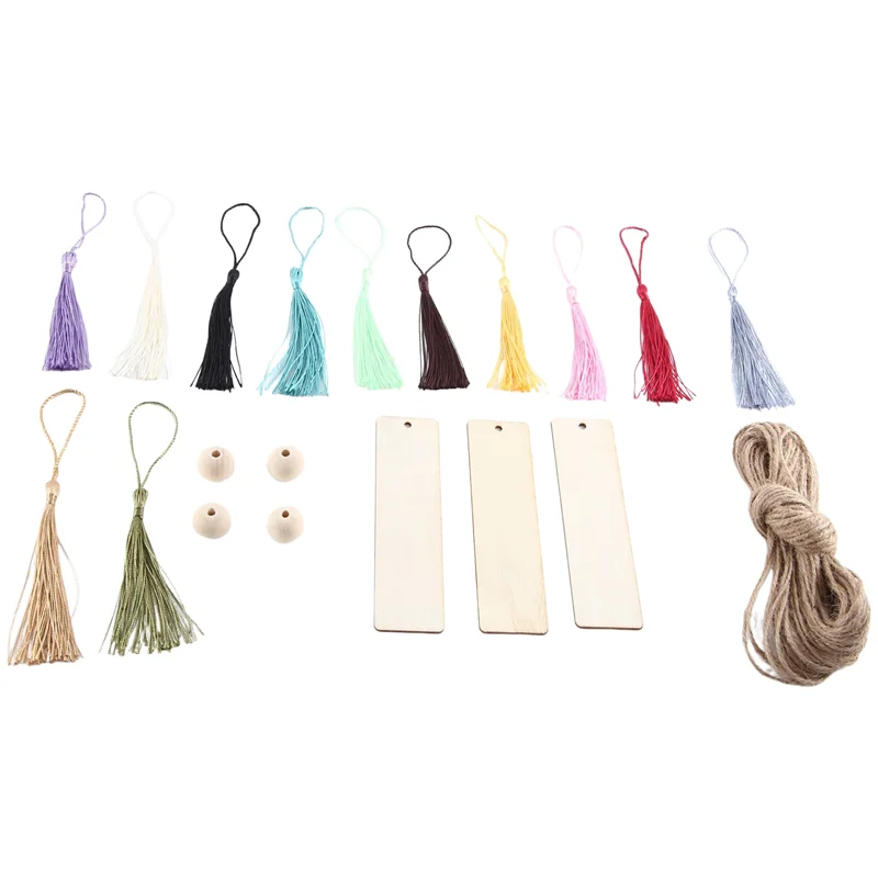 1Set Unvollendete Holz Lesezeichen DIY Vorlagen Leere Lesezeichen Ornament Holz Lesezeichen DIY Lesezeichen Mit Bunten Quasten