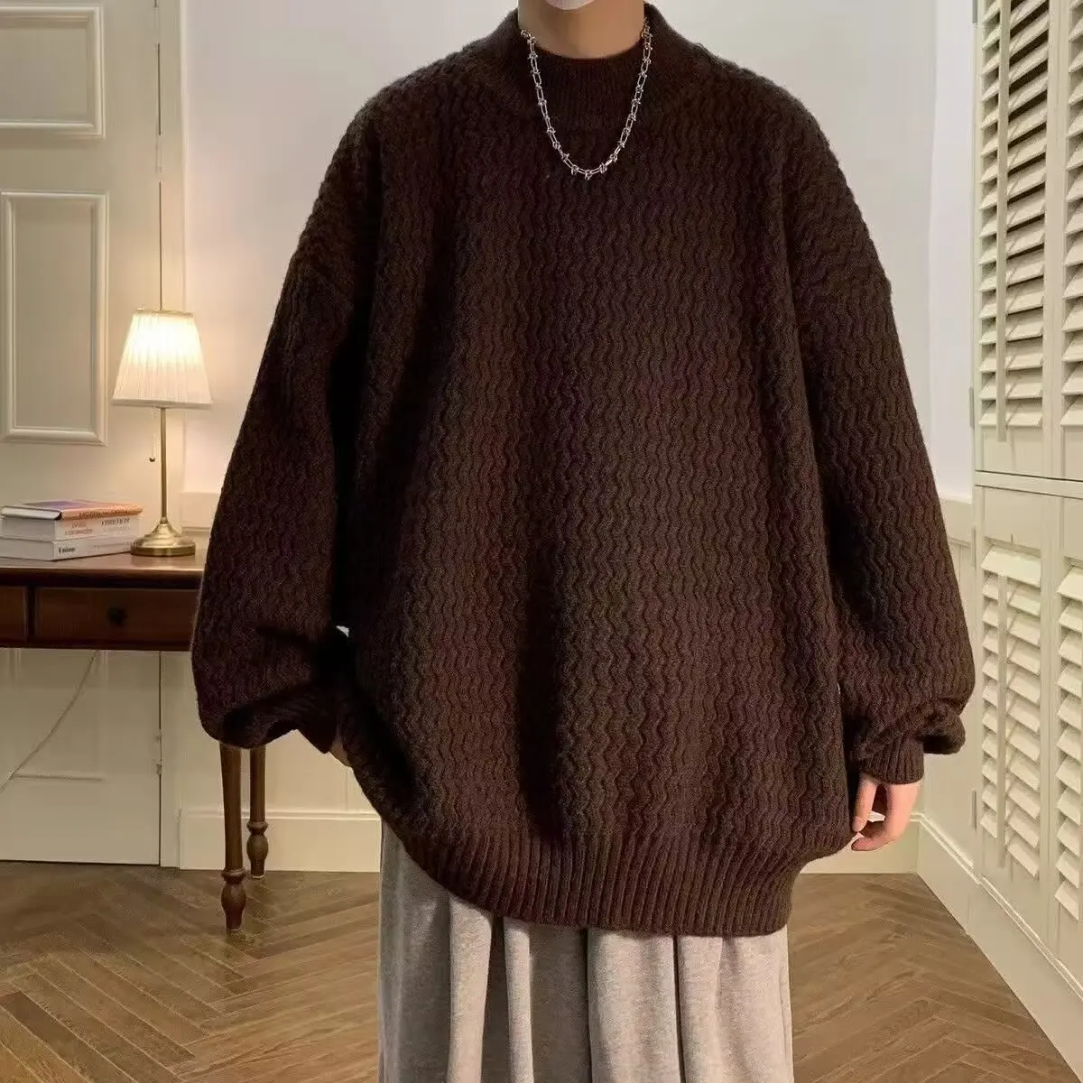 

Slim Fit round Ne Knitwear Men's Faionable Autumn Winter Base irt 2024 New Sle Men's Ele Personali Upper Body