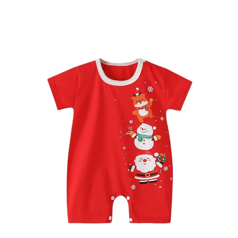 Newborn Baby Boys Thin Rompers Baby Girls Short Sleeve Bodysuit Infants Toddler Jumpsuit for Summer First Christmas Costume