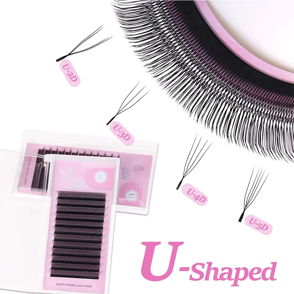 Rujade  U-YY Lashes C/D Curl Eyelash Extension Premade Volume Fans Soft Gradient Mink Easy Embellish Natural False Eyelashes