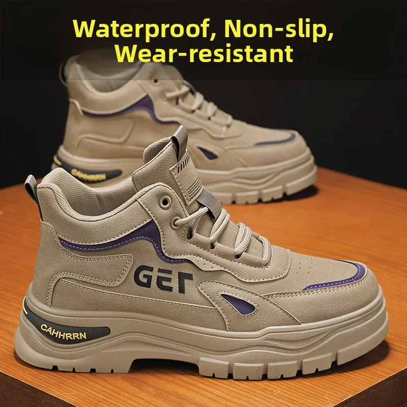 

Men's Safety Shoes Thick Bottom Anti-Slip Wear-Resistant Waterproof Construction Casual Sports Workwear High-Top Trend...
