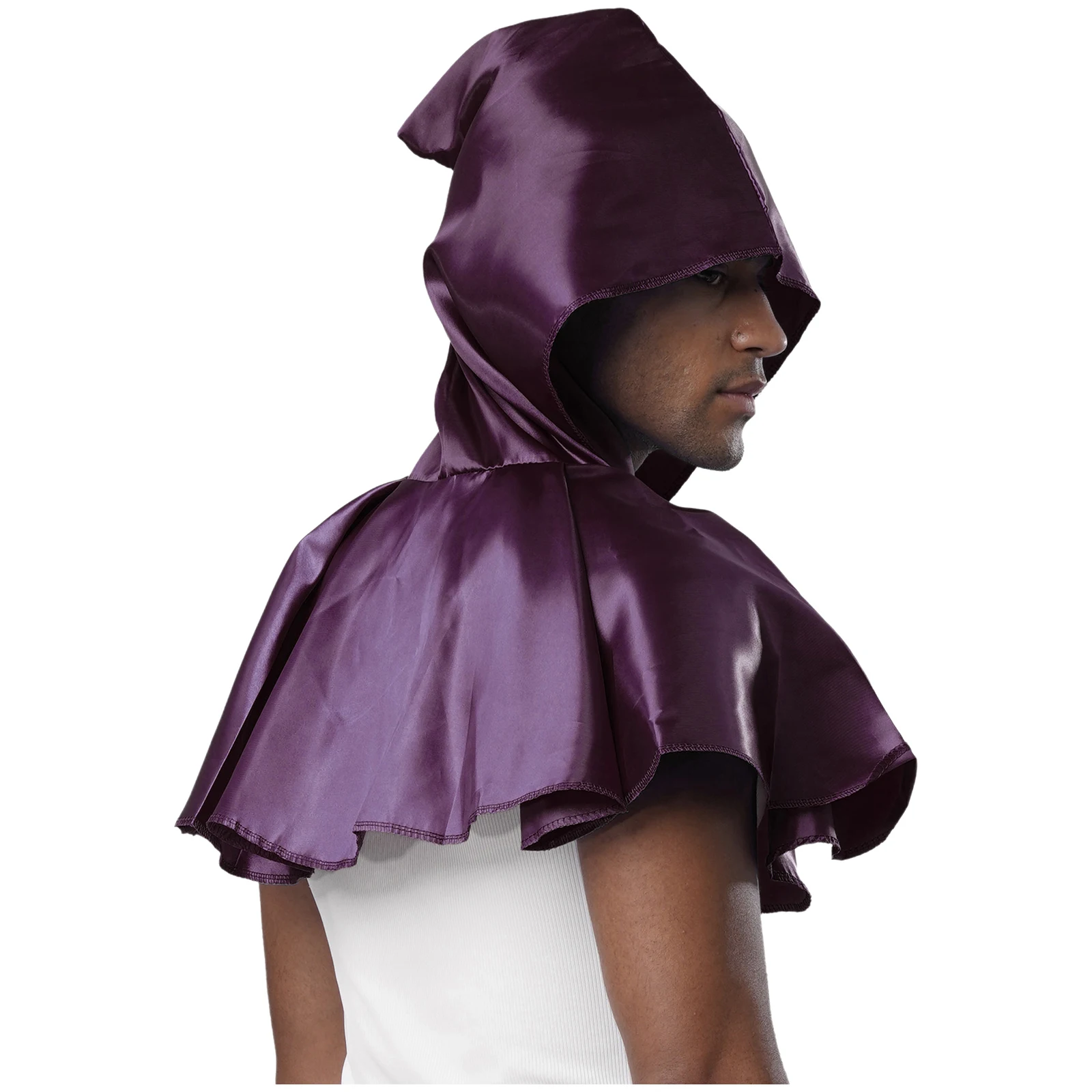 

Мужская атласная накидка с капюшоном, плащ для волшебника вампира, плащ с капюшоном, шаль на плечо для средневекового маскарада, наряды для косплея