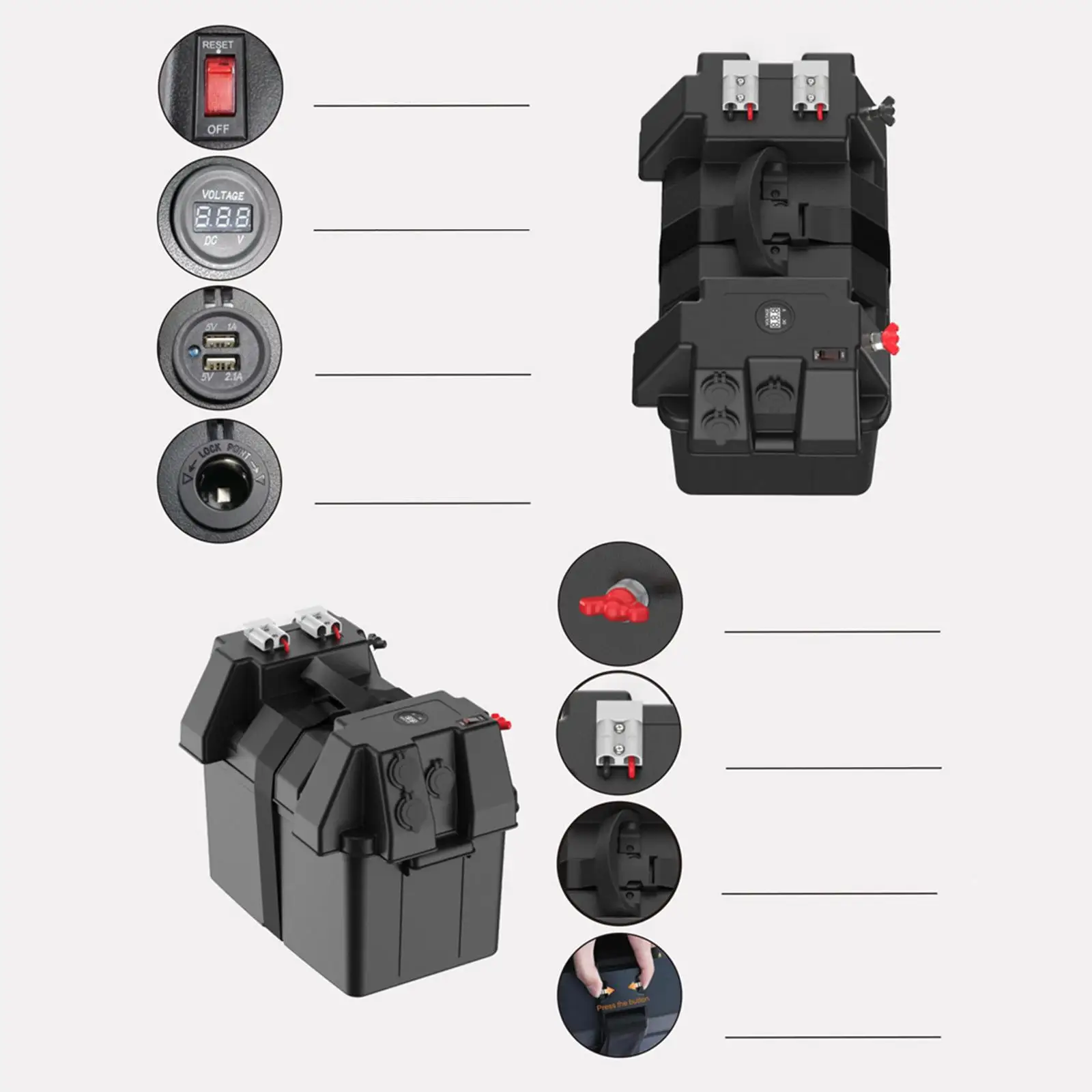 Emergency Power Storage USB Fast Charging Display Easy to Carry Outdoor Battery Cases for SUV Camping