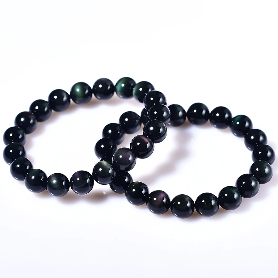 1PC 100% Natural Crystal Obsidian Bracelet Increase Charm Mineral Jewelry Healing Crystals Energy Stone Ladies Jewelry DIY Gift