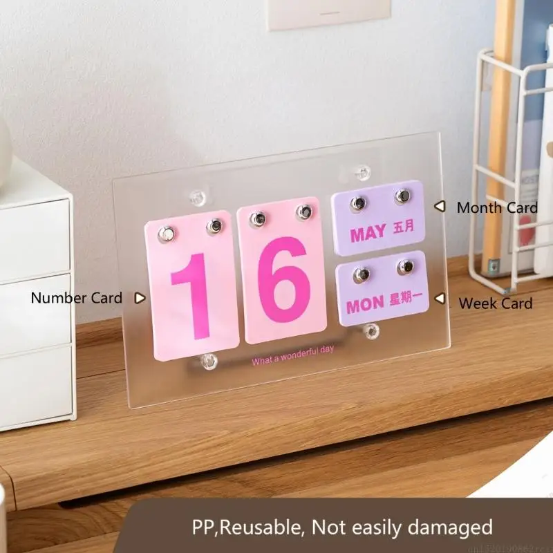 D5BB Manual Date Display 2027 Calendar with Independent Panels, Polypropylene Frame, and Tabletop or Wall-Hanging Placement