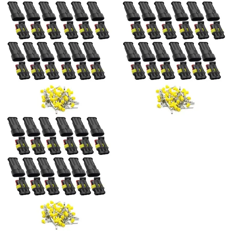 DT39 36 Pack 3 Pin Waterproof Electrical Connector, Automotive 1.5mm Series Terminal for Car Truck Marine