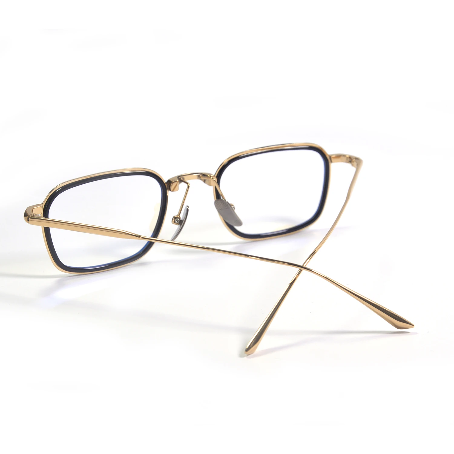 Classic Square Titanium Glasses Frame, Lightweight Comfortable Non-Pinch, Medium Size For Men Women All Match Stylish Slim Face
