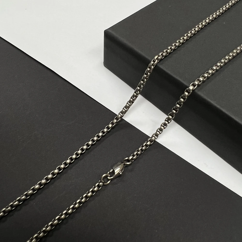 Fashion 3mm Width Pure Titanium Square Box Chain Necklace for Men Women Durable Anti-allergy Titanium Rolo Link Chain Necklace