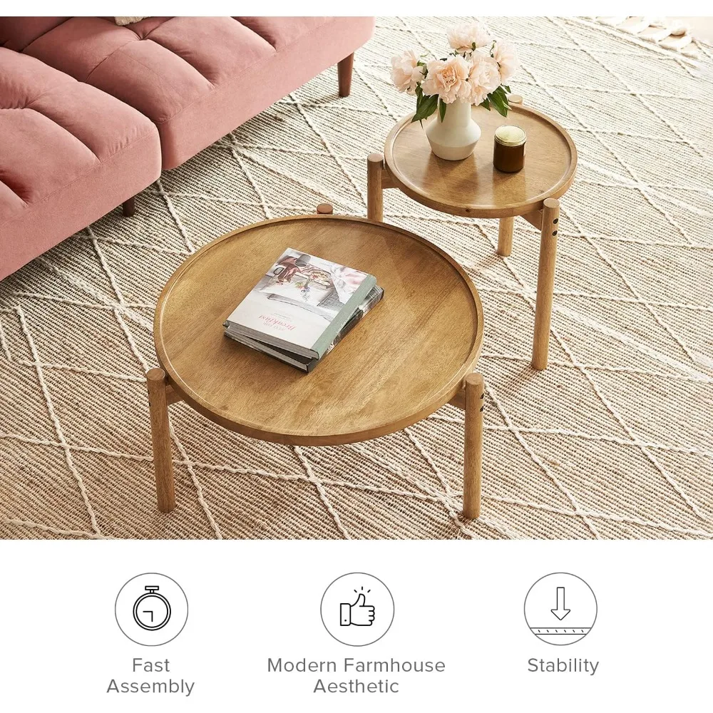 Service à café, chêne manguier, rond