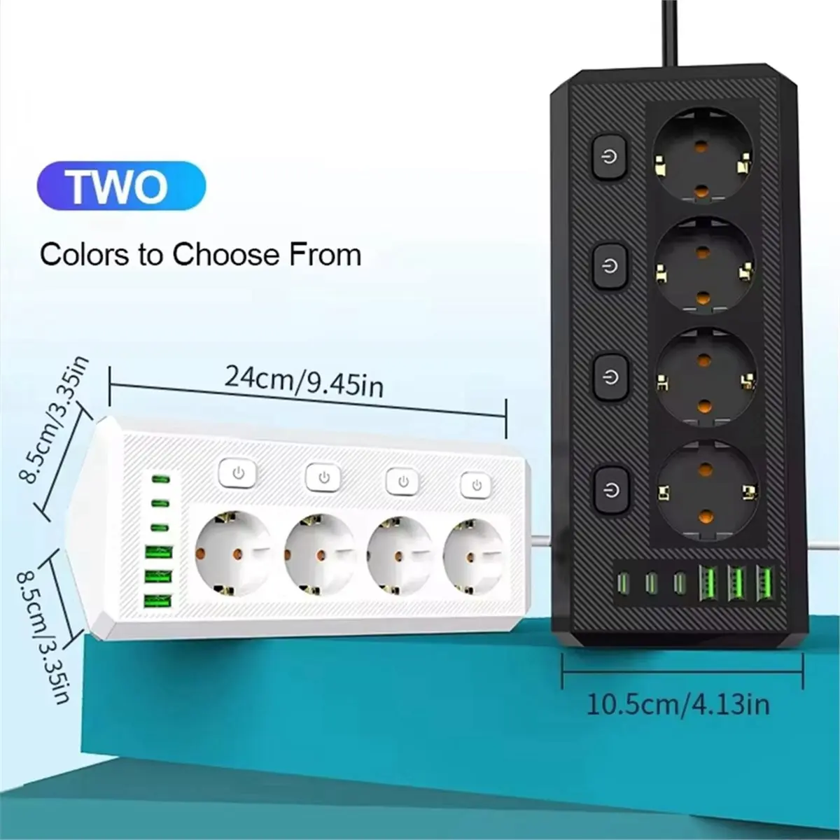 HOUSEHOLD*GOOD Desktop Corner Power Strip Outlet with Switch 4 USB Ports for Home Desk EU PLUG B