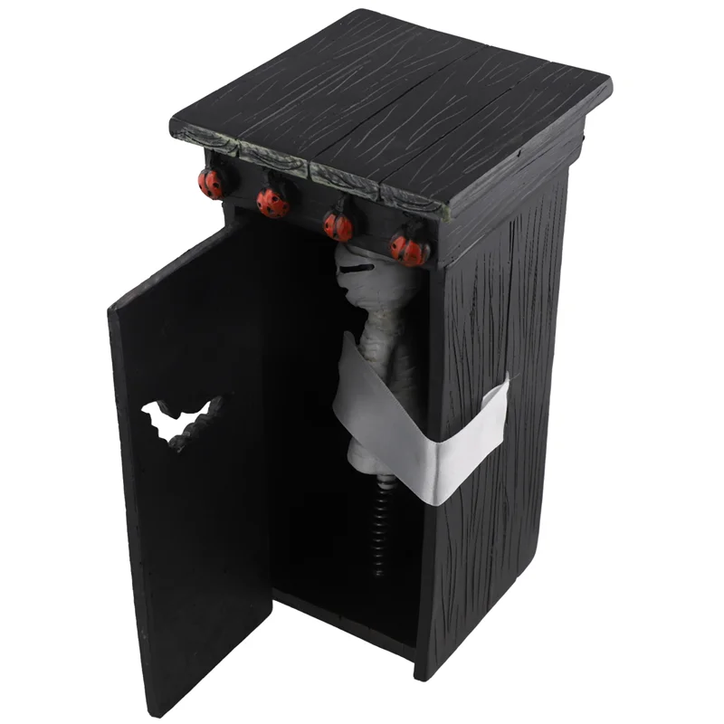 

B58B-Outhouse Мумия Анимированный Декор, Анимированный Говорящий Пукающий Мумия Outhouse, Мумия Туалет снаружи Дом Хэллоуин