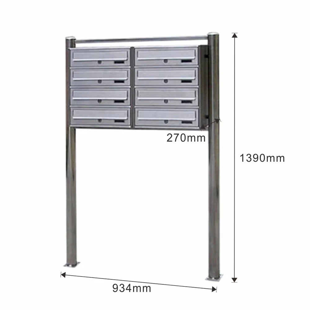 Square Stainless Steel Standing Letter Box Decorative Outdoor Waterproof Mailbox with Lock for Residential Apartment Use