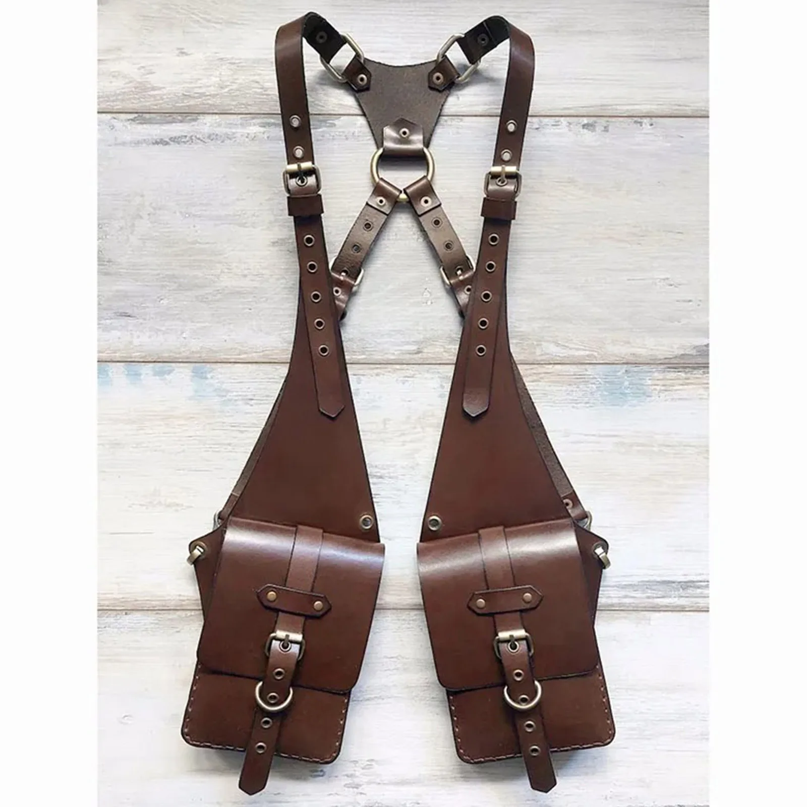 Unisex Faux Leather Medieval Punk Backpack Adjustable Length Retro Bag Costume Accessory Shoulder Strap Underarm Cross-body Bags view 4