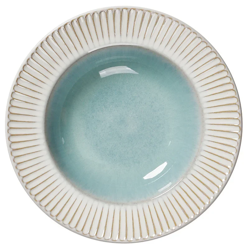 Minimalist Steak Plate Creative Relief Design Round Plain Dish for Home and Special Restaurant Dinner Set Plates and Dishes