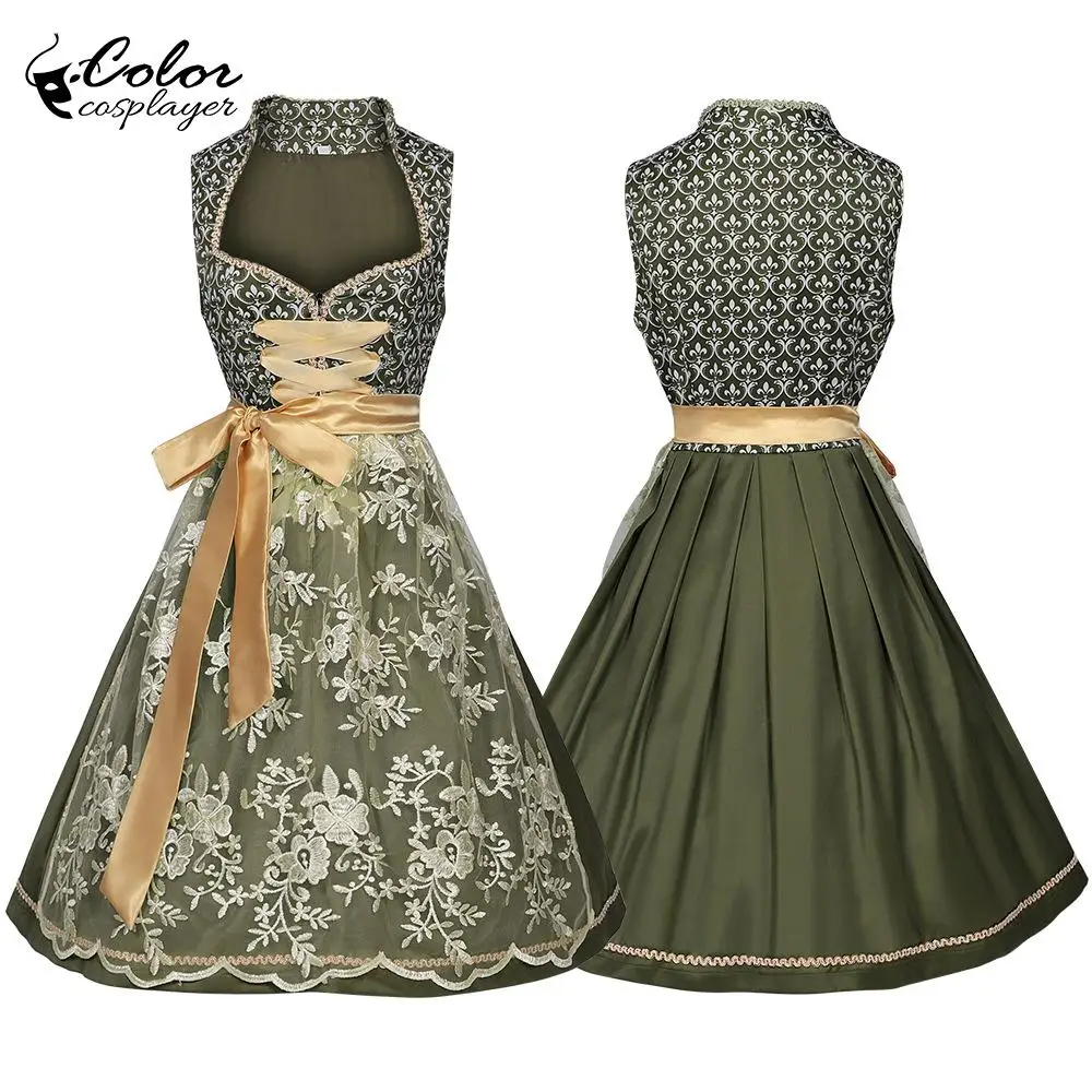 

Oktoberfest Dress Grey Green Gown Medieval Waist Waist Dress Vintage Lady Cosplay Costume Carnival Robe European Clothing