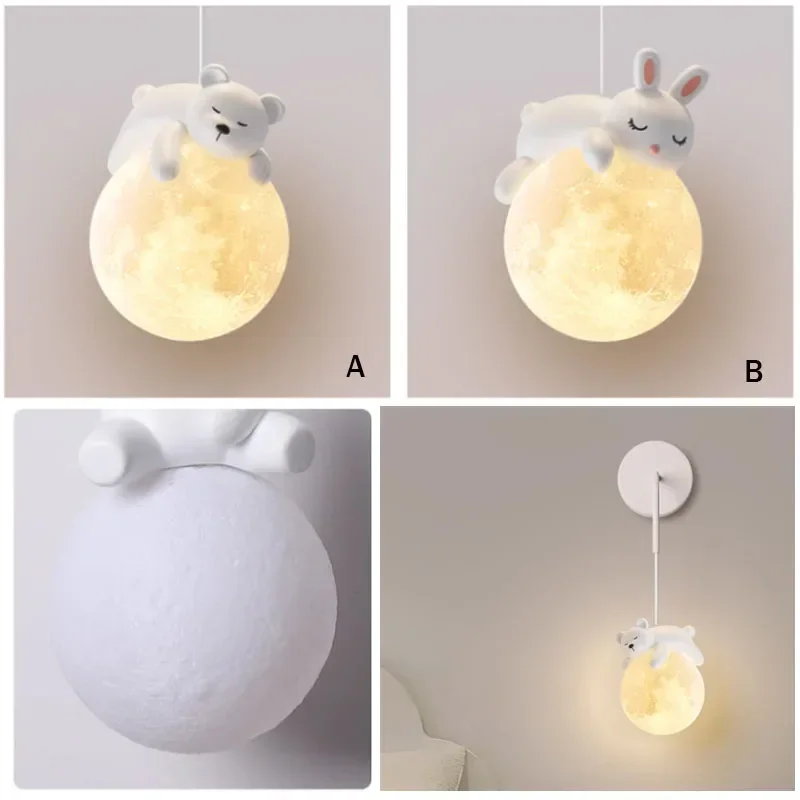 Lámpara de pared de oso pequeño G9, luz LED colgante para mesa de comedor, decoración de habitación de niños, lámparas de conejo, iluminación de sala de estar, nueva y moderna