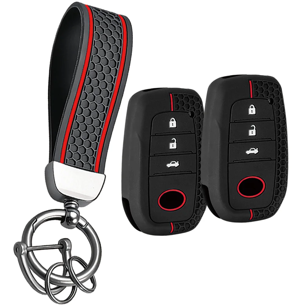 Silicone Keychain Car Key Cover Fit Toyota Corolla Yaris Prius Hilux Land Cruiser LC200 LC250 LC300 Auto Key Protective Shell