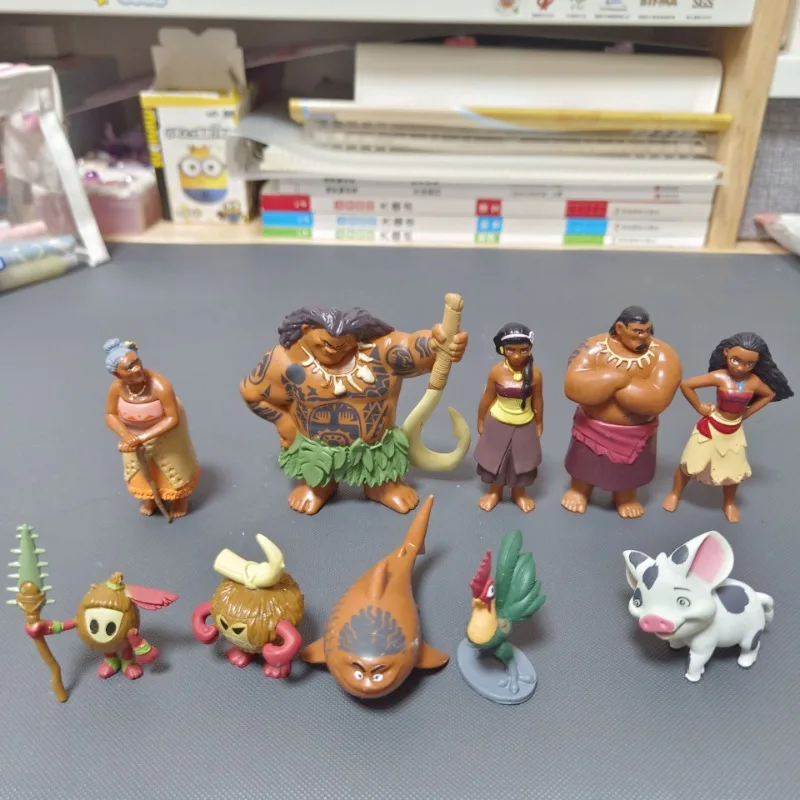 10pcs/set Disney Moana Toys Maui Gramma Tala Tui Tamatoa Heihei Rooster Pua Pig Hawk Pvc GK Model Children Collection Tide Play