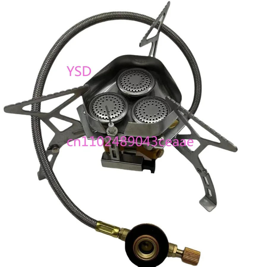 Foldable Windproof Three-head Gas Stove High Firepower Camping Stove Portable Mountain Burner For Hiking Outdoor Trip Supplies