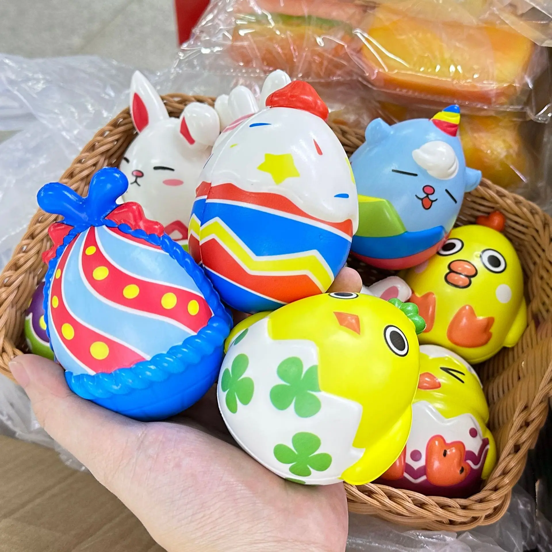 6pcs/bag Cute Easter Bunny Eggs Stress Sensory Toys Easter Party Favor Kids Gifts Rewards Egg Basket Stuffer Goodies Fillers