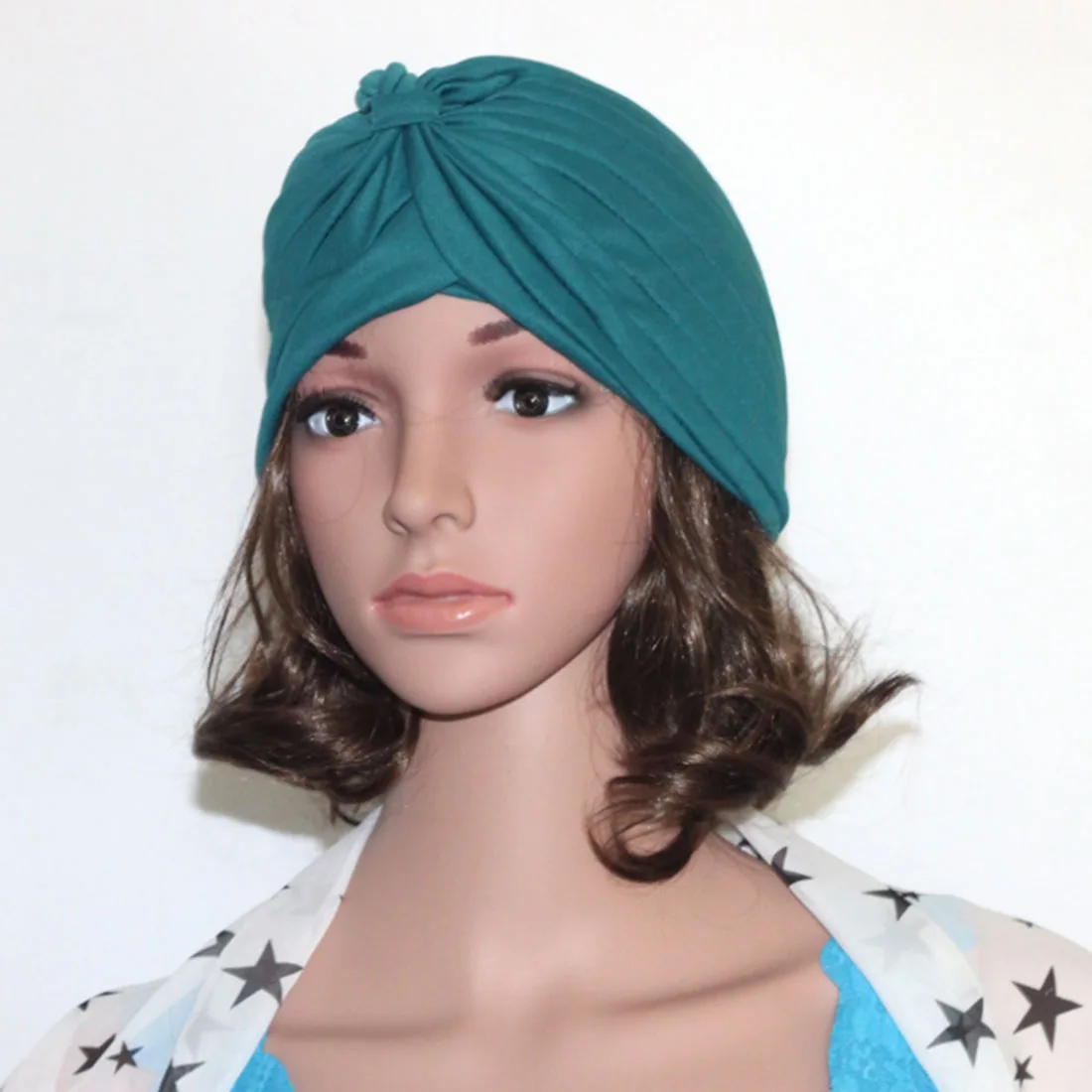 Women Stretchy Turban Muslim Hat Bandanas Sleep Night Cap Beanie Bonnet Hair Loss Chemo Caps Adult Head Wrap Bandana Indian Cap